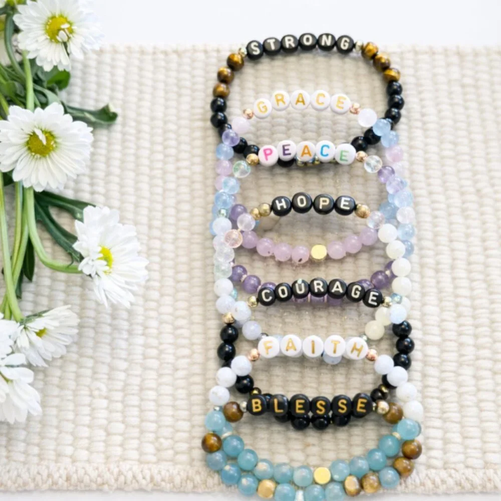 NANA Rose Quartz White Jade Crystal Bracelet 6mm Beads Jewelry Gift Ready - Picture 8 of 11